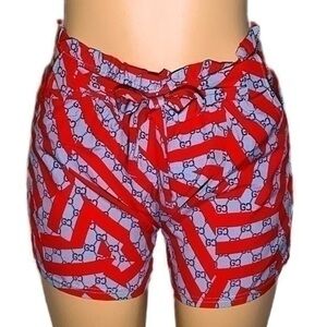 Casual Summer Ruffle Belted Elastic Waist Shorts with Pockets